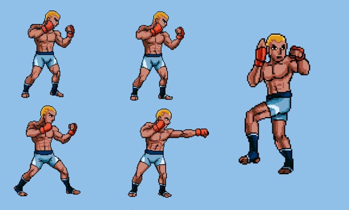 do pixel art sprite sheet, npc character, pixel character, retro pixel animation