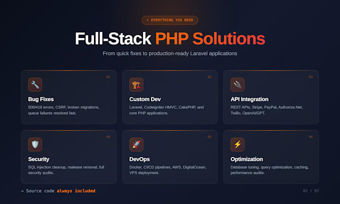 fix develop and customize php, laravel, codeigniter, woocommerce sites