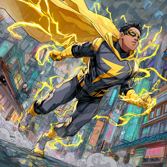 create an amazing superhero or fantasy comic illustration
