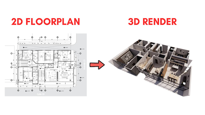 do a 3d render video floorplan from a 2d drawing