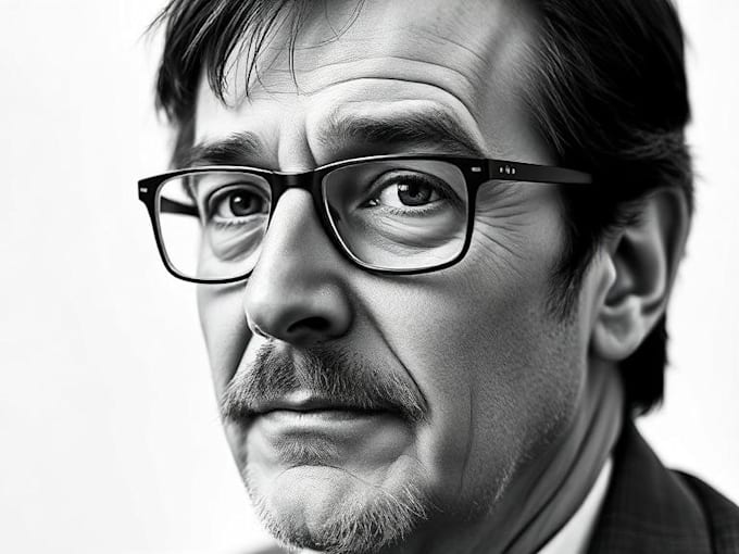 illustrate a marvelous wsj style hedcut portrait art