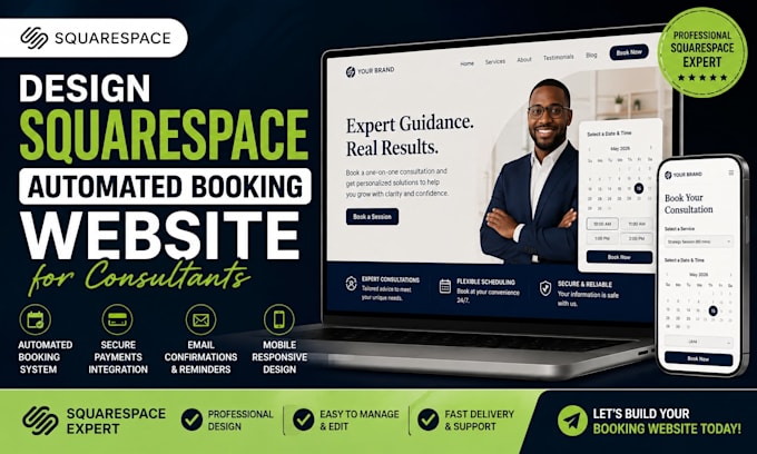 design squarespace automated booking website for consultants