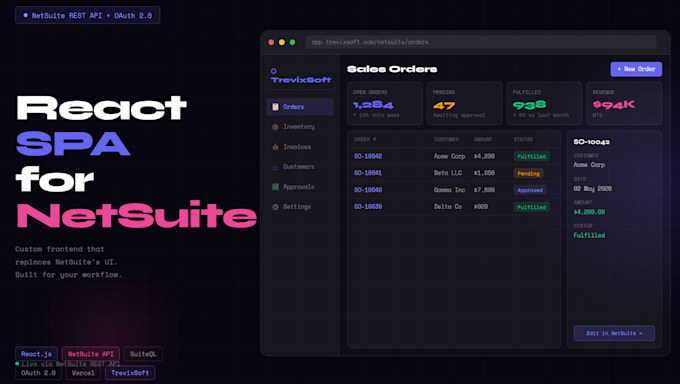 build a custom react single page application for netsuite