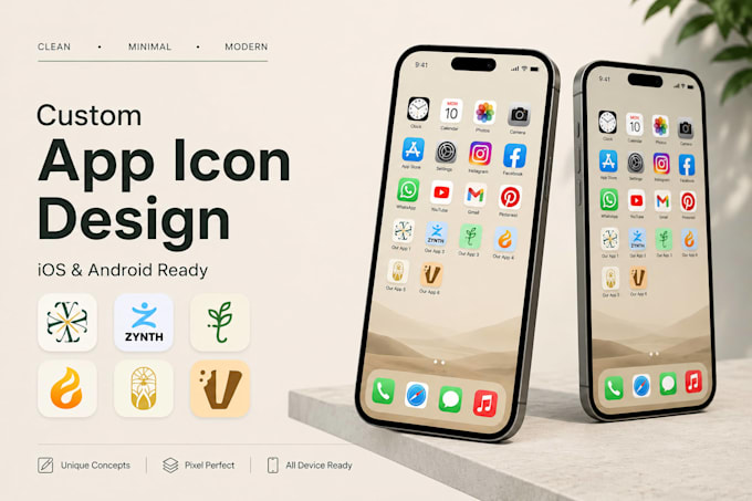design modern minimalist app logo and icon design