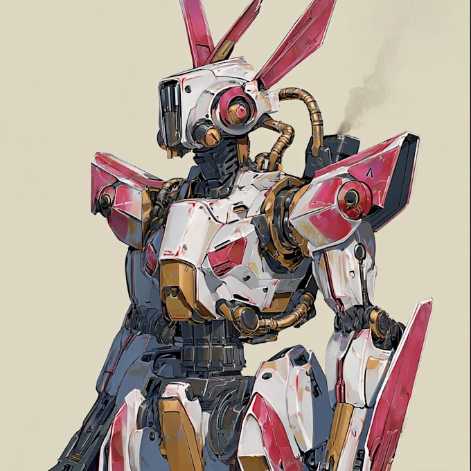 make a mecha robot art and illustration