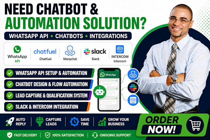 setup whatsapp API bot chatfuel manychat chatbot slack intercom integration