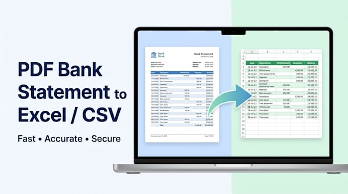 convert PDF bank statements to excel CSV for quickbooks
