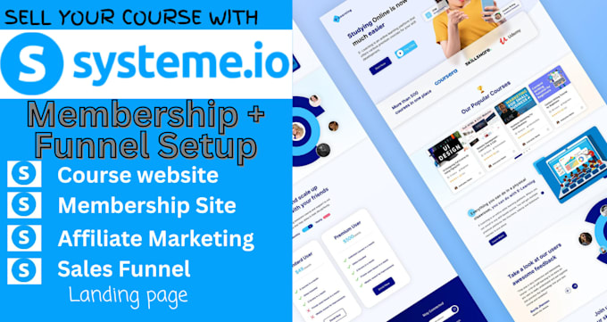create systeme io course website, membership and affiliate sales funnel