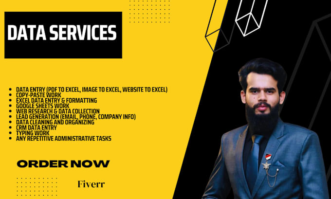 do data entry, excel data entry, web research, and lead generation