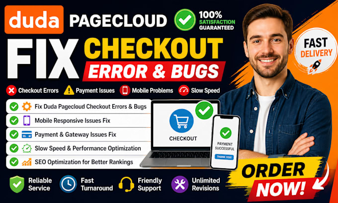 fix duda pagecloud checkout error bug mobile issue slow speed payment fix SEO