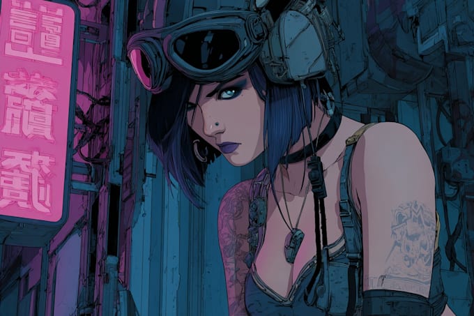 design anime character , cyberpunk character