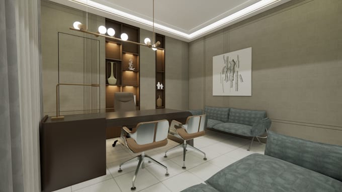 create professional office interior design with 3d renders