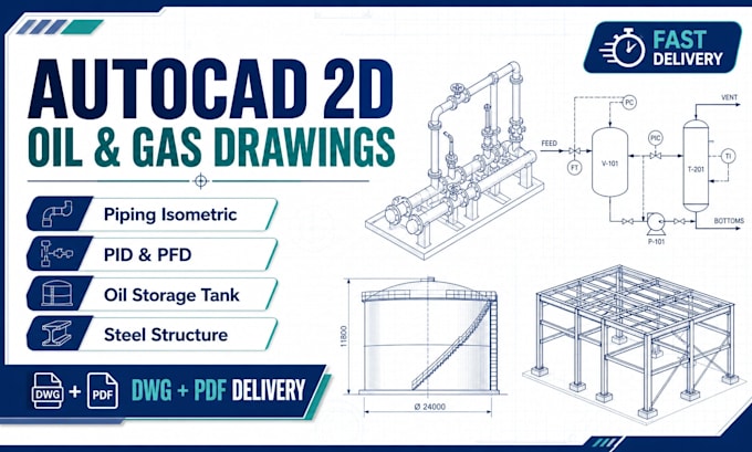 draft autocad 2d piping isometric pid pfd drawings