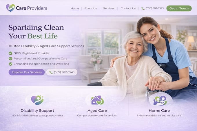 design ndis provider disability support aged care home care website