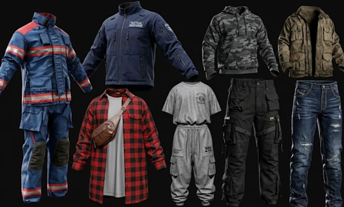 design, rig, and texture 3d clothing mesh for second life, fivem gta vrchat imvu