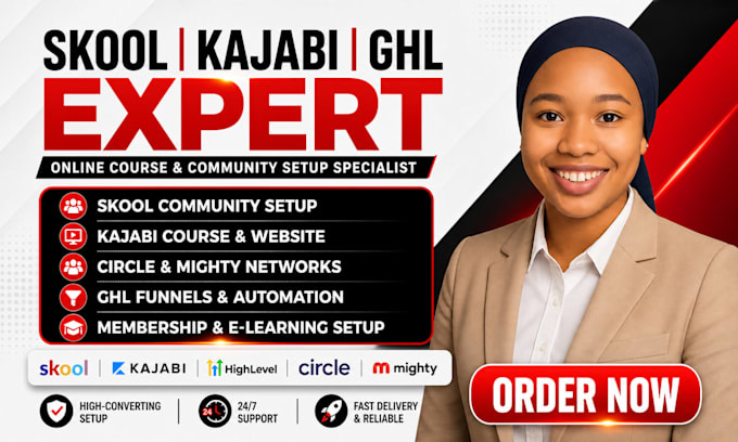 setup skool community circle so mighty networks kajabi setup ghl online course