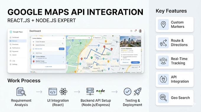 integrate google maps API in react app with nodejs backend