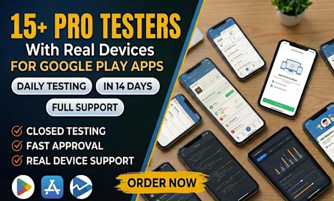 provide 12 real testers for google play closed testing app testing for 14 days