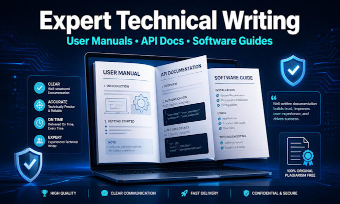 write clear technical docs, API documentation user manuals