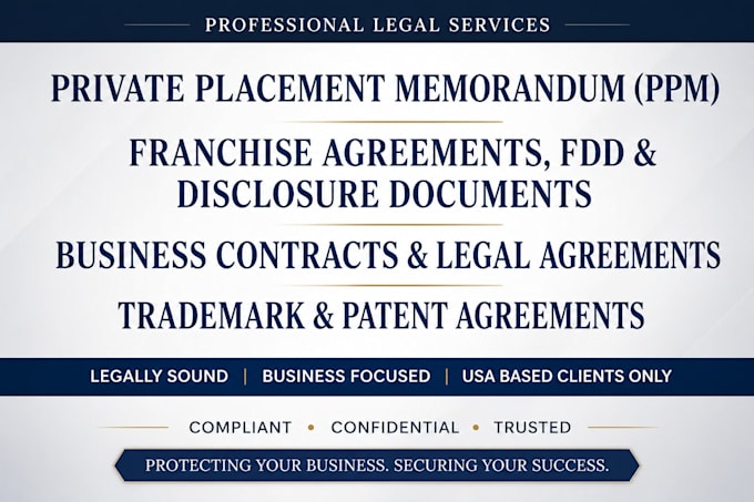 prepare franchise contract, fdd, and disclosure documents