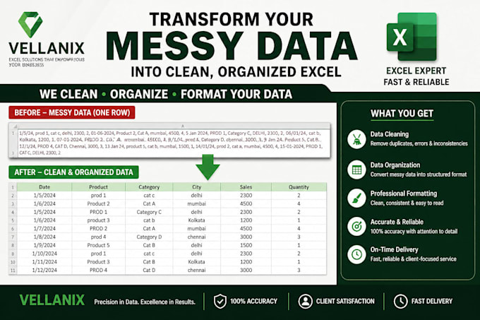 do a data rewrite, cleanup, and organize in excel