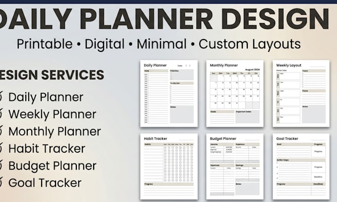 design daily planner, weekly planner, printable planner, habit tracker