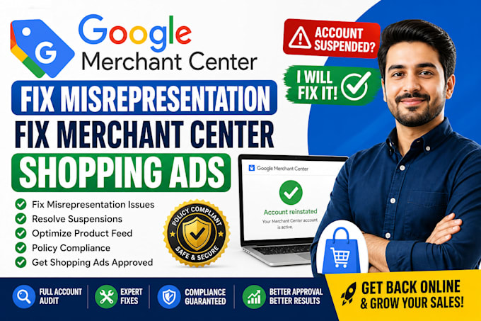fixgoogle merchant center misrepresentation, suspension shopping ads disapproval