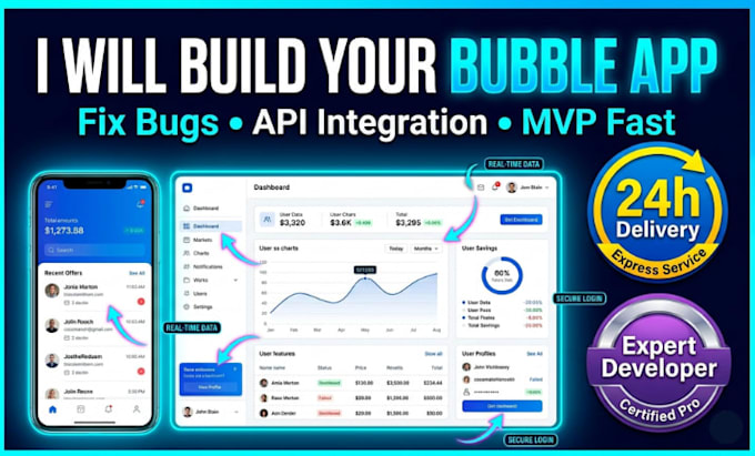 build bubble web app, mobile app, and mvp with API integration and workflows