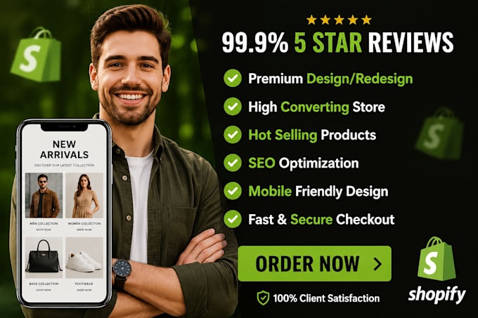 design modern shopify store or redesign shopify website