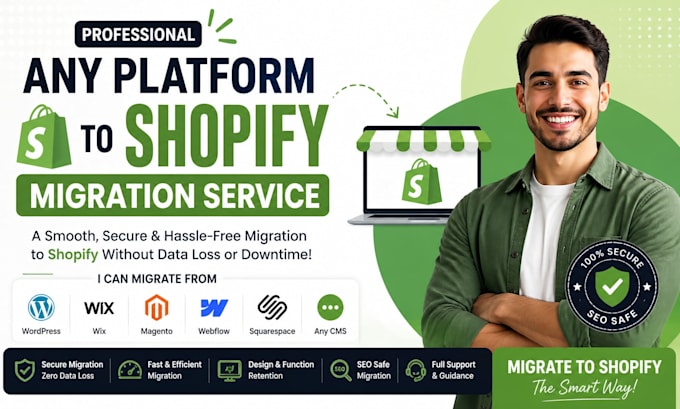 migrate wordpress website to shopify, wix squarespace migration to shopify