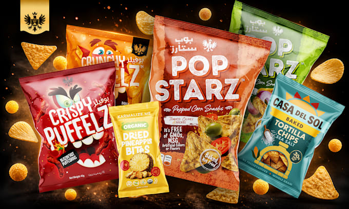 design premium snack packaging and food labels