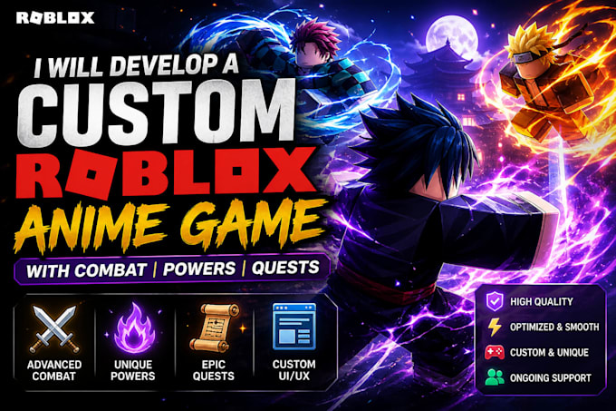 develop a custom roblox anime game with combat powers quests