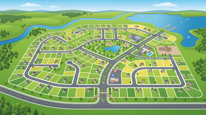 design professional vector map illustration, site plan, and land subdivision map