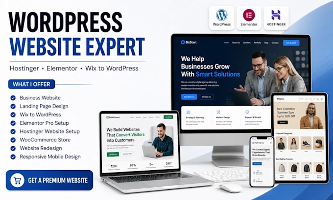 design wordpress website hostinger elementor wordpress wix to wordpress expert