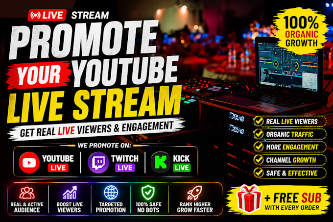youtube and twitch live stream promotion increase your live viewers and chatters