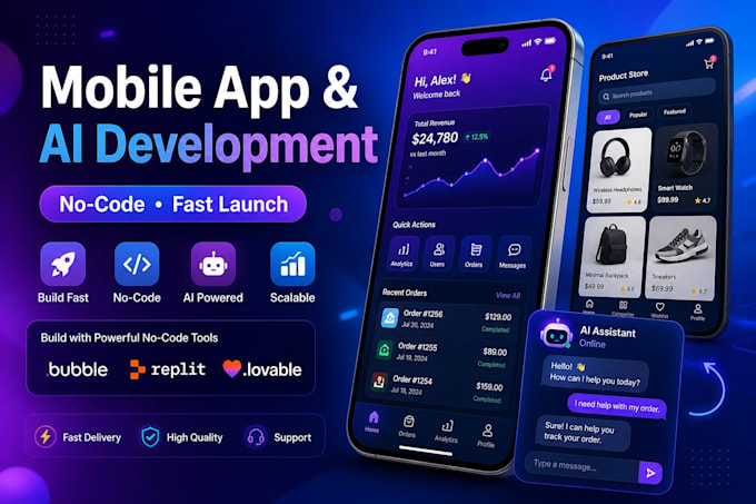 build mobile apps and ai apps using bubble io and replit