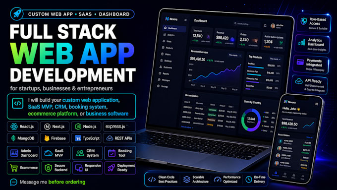 develop a custom web app dashboard or saas mvp