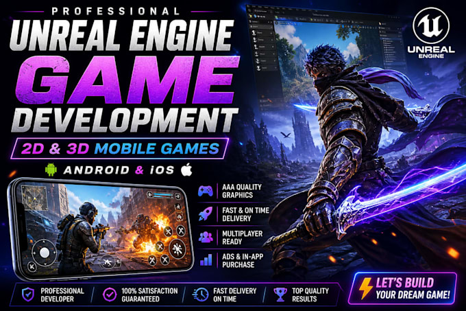 develop mobile game in unreal engine for 2d and 3d games