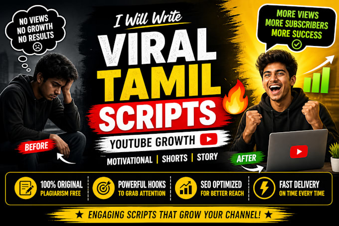 create powerful tamil motivational youtube scripts and voiceover content