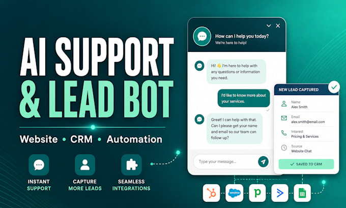 build an ai website chatbot for support leads and CRM automation