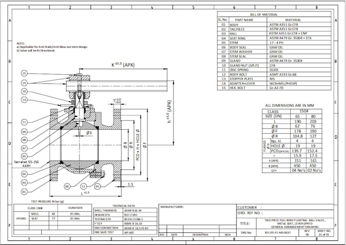 modify valve cad drawings and technical drawings