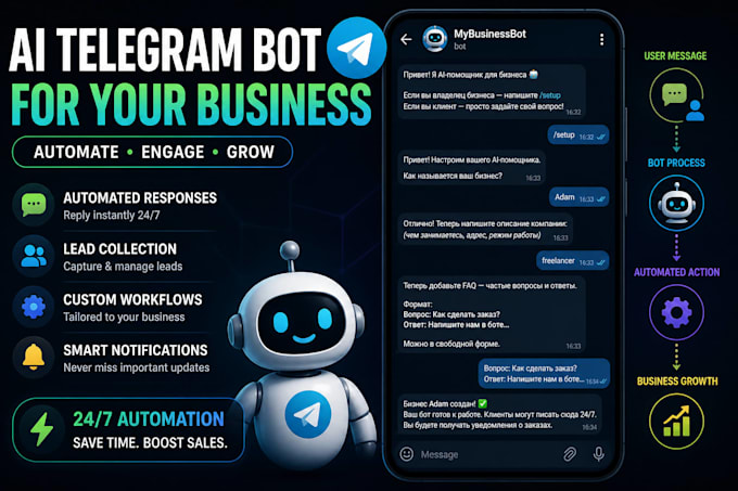 build a telegram bot for orders, reminders, CRM or ai automation