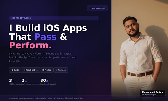 develop a custom ios app for iphone and ipad using swift or flutter