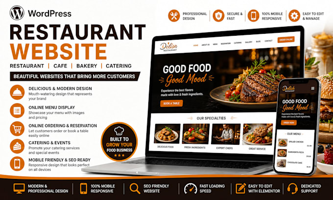 restaurant website catering website food website bakery website with online menu