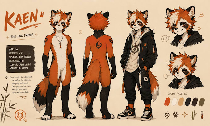 draw furry reference sheet fursona character design anthro oc ref sheet