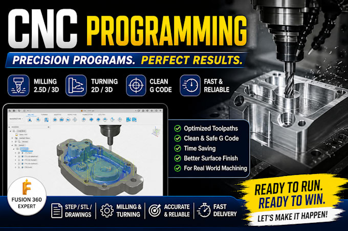do cnc programming and g code for metal milling and turning using fusion 360