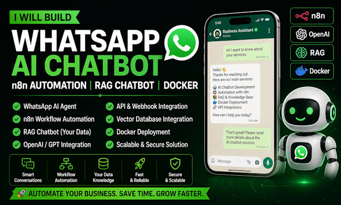 whatsapp ai agent n8n automation chatbot rag  docker setup