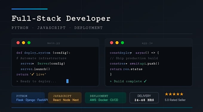 create pthon, java script, deploy existing systems