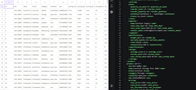 convert json or XML files to clean and structured excel xlsx