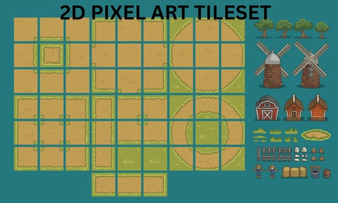 Pixel art tileset sprite sheet pixel video game top down tiles pixel ...